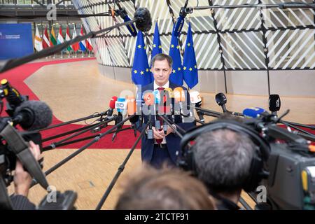 Bruxelles, Belgique. 14 décembre 2023. © Nicolas Landemard/le Pictorium/MAXPPP - Bruxelles 14/12/2023 arrivees des chefs d'etats au sommet européen. Crédit : MAXPPP/Alamy Live News Banque D'Images