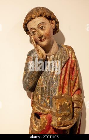 Musée Maricel, Sitges, Espagne Anonyme, Calvaire, 14e siècle, bois sculpté et polychrome (détail) Banque D'Images