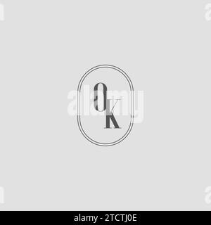 Graphique vectoriel de conception de logo de monogramme de mariage initial OK Illustration de Vecteur