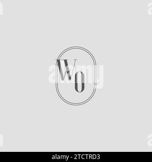 Graphique vectoriel de conception de logo de monogramme de mariage initial WO Illustration de Vecteur