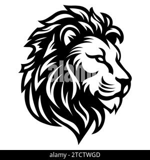 Logo noir tête de lion sur fond blanc Illustration de Vecteur