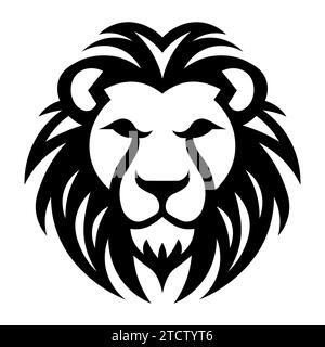 Logo noir tête de lion sur fond blanc Illustration de Vecteur