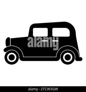 Vieille icône de vecteur noir de voiture sur fond blanc Illustration de Vecteur
