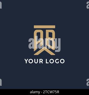 Design initial de logo de monogramme AB dans un style rectangulaire avec des idées de côtés incurvés Illustration de Vecteur