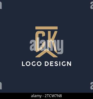 Logo monogramme CK initial dans un style rectangulaire avec des idées de côtés incurvés Illustration de Vecteur