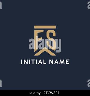 Conception initiale de logo de monogramme FS dans un style rectangulaire avec des idées de côtés incurvés Illustration de Vecteur