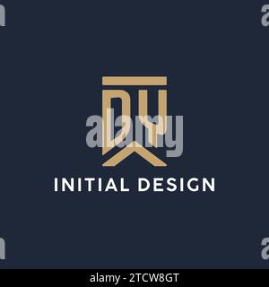 Design initial de logo de monogramme de DY dans un style rectangulaire avec des idées de côtés incurvés Illustration de Vecteur