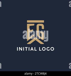 EG conception initiale de logo monogramme dans un style rectangulaire avec des idées de côté incurvées Illustration de Vecteur