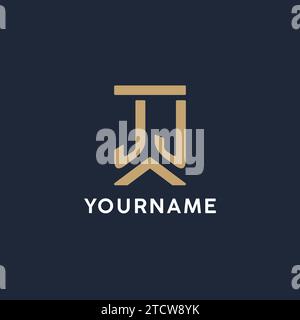 Logo monogramme initial de jj dans un style rectangulaire avec des idées de côtés incurvés Illustration de Vecteur