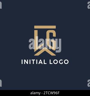 Logo monogramme initial LG dans un style rectangulaire avec des idées de côtés incurvés Illustration de Vecteur