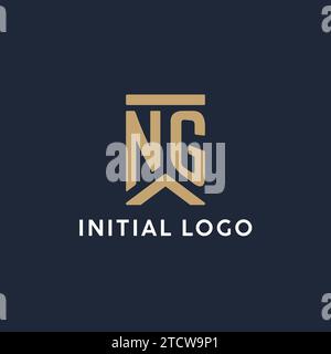 Conception initiale de logo monogramme NG dans un style rectangulaire avec des idées de côtés incurvés Illustration de Vecteur