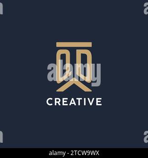 Conception initiale du logo monogramme QD dans un style rectangulaire avec des idées de côtés incurvés Illustration de Vecteur