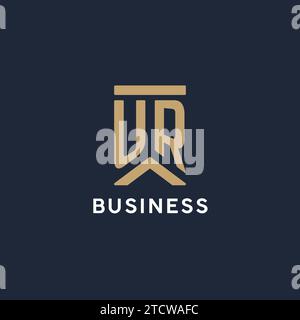 Design initial de logo de monogramme UR dans un style rectangulaire avec des idées de côtés incurvés Illustration de Vecteur