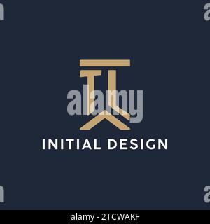 Conception initiale du logo monogramme TL dans un style rectangulaire avec des idées de côtés incurvés Illustration de Vecteur