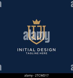 Graphique vectoriel de logo de couronne de bouclier initial IJ Illustration de Vecteur