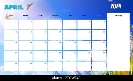 2024 saisons 13 pages Calendrier avril Banque D'Images