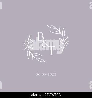 Initiales BT mariage monogramme logo inspiration graphique vecteur Illustration de Vecteur