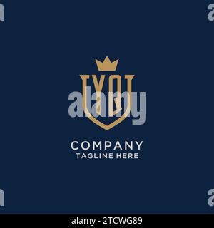 Graphique vectoriel de logo de couronne de bouclier initial YQ Illustration de Vecteur