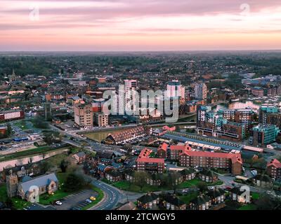 Une photo aérienne d'Ipswich, Suffolk, Royaume-Uni Banque D'Images