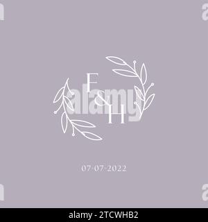 Initiales FH mariage monogramme logo inspiration graphique vectoriel Illustration de Vecteur