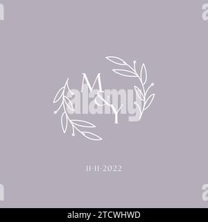 Initiales MON logo de monogramme de mariage inspiration graphique vectoriel Illustration de Vecteur