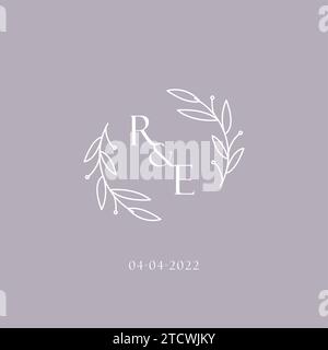 Initiales RE monogramme de mariage logo inspiration graphique vecteur Illustration de Vecteur
