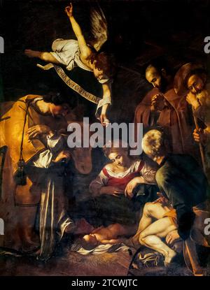 Michelangelo Merisi da Caravaggio - Nativité avec Saint François et Saint Laurent Banque D'Images