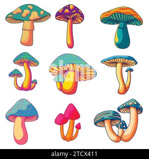 Champignons éléments Set illustration vectorielle de collection pour votre entreprise ou marque Illustration de Vecteur