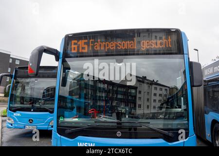 Panneau publicitaire pour bus WSW, pour les nouveaux conducteurs de bus, parking pour bus, pendant les pauses, au-dessus de la gare routière centrale, bus WSW, à la gare ferroviaire principale Banque D'Images