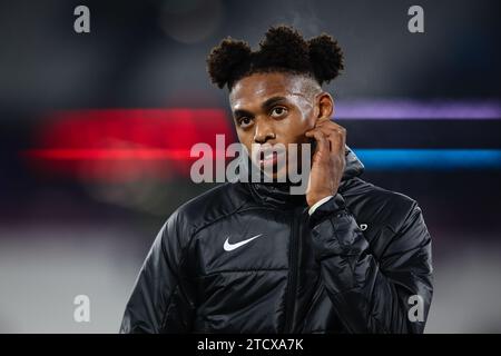 LONDRES, Royaume-Uni - 14 décembre 2023 : Adamu junior du SC Freiburg après le match de l'UEFA Europa League Group A entre West Ham United et le SC Freiburg au London Stadium (crédit : Craig Mercer/ Alamy Live News) Banque D'Images