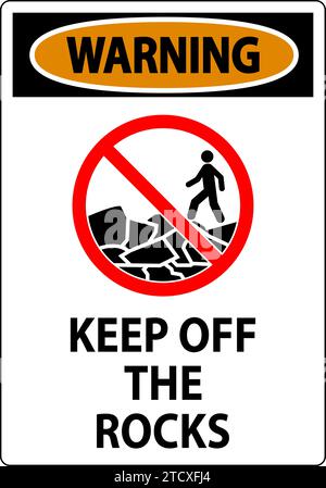 Panneau d'avertissement Keep Off the Rocks Illustration de Vecteur