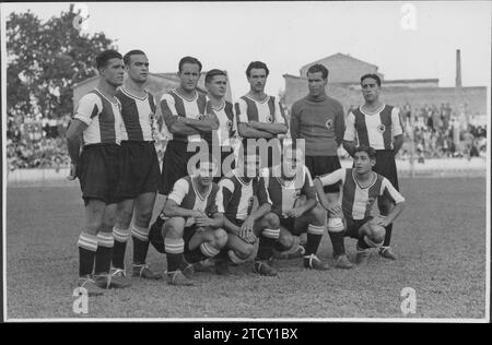 12/31/1929. Valencia. Photographie de l'équipe CF Hércules de Alicante prise lors du championnat Superrégional de football dans lequel Hércules FC s'est qualifié à la deuxième place. Crédit : Album / Archivo ABC / Desfilis Banque D'Images