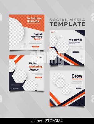 Modèle de publication de médias sociaux d'agence de marketing numérique dans un concept moderne et futuriste. Collection de modèle de médias sociaux d'entreprise Illustration de Vecteur