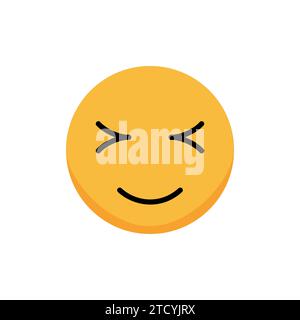 Smiley avec les yeux fermés. Emoji de dessin animé. Illustration vectorielle plate. Illustration de Vecteur