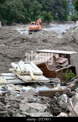 Paysage du village endommagé par le typhon Hinnamno qui a frappé Gyeongju, Pohang, Corée en septembre 2022 Banque D'Images