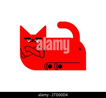 Chat en colère. Animal malheureux. Animal agressif Illustration de Vecteur