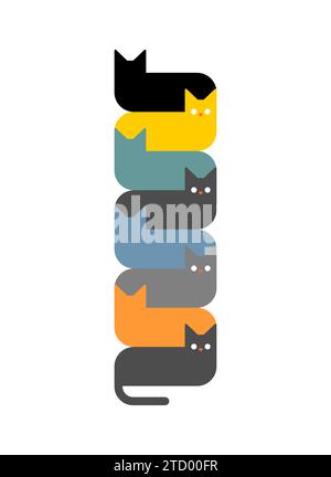 Chaîne de chats. Beaucoup d'animaux de compagnie. Set Cat Illustration de Vecteur