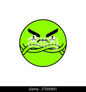 Émotion toxique en colère. Visage malheureux empoisonné. Emoji agressif Illustration de Vecteur