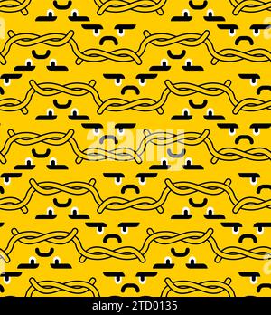 Angry Pattern Seamless. Arrière-plan de visage malheureux. Ornement emoji agressif Illustration de Vecteur