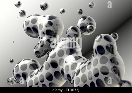 Illustration 3d abstraite dégradé coloré liquide sur fond blanc. Banque D'Images