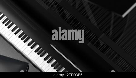 Gros plan des touches du clavier du piano à queue. Banque D'Images