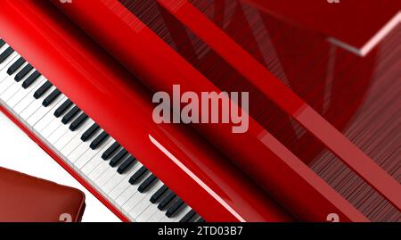 Gros plan des touches du clavier rouge grand piano. Banque D'Images