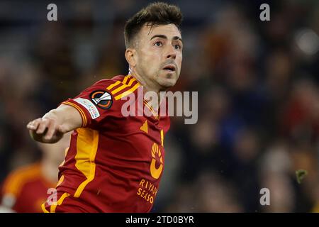 L’attaquant italien de Roma Stephan El Shaarawy regarde lors du match de groupe G de l’UEFA Europa League entre L’AS Roma et le Sheriff Tiraspol au stade Olimpico le 14 décembre 2023 à Rome, en Italie. Banque D'Images