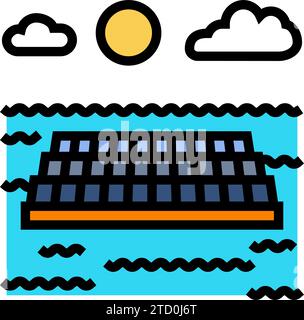 illustration vectorielle d'icône de couleur de panneau solaire flottant Illustration de Vecteur