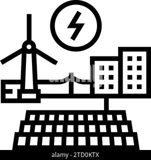 illustration vectorielle d'icône de ligne d'énergie d'intégration renouvelable Illustration de Vecteur