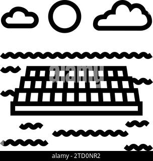 illustration vectorielle d'icône de ligne de panneau solaire flottant Illustration de Vecteur