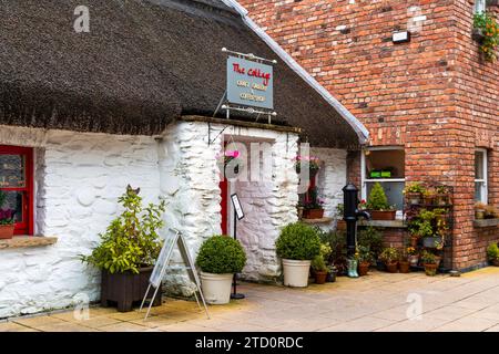 Un café pittoresque à l'intérieur d'une reproduction d'un chalet dans le Craft Village, centre-ville de Derry, Irlande du Nord Banque D'Images