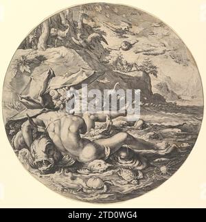 Le Cinquième jour (Dies V) : la création du Royaume des animaux, de la création du monde, une série de sept planches 1953 par Hendrick Goltzius Banque D'Images