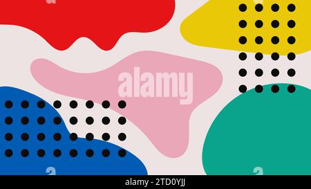 Fond abstrait minimal avec diverses formes organiques dessinées à la main, doodle coloré et griffon enfantin. Illustration vectorielle contemporaine esthétique Illustration de Vecteur