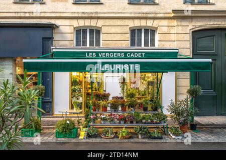 Les vergers Cadet , un fleuriste parisien rue Cadet dans le 9e arrondissement de Paris, France Banque D'Images